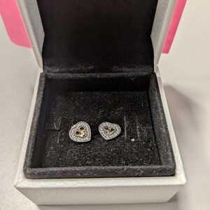 Pandora Mickey Silhouette Heart Stud Earrings